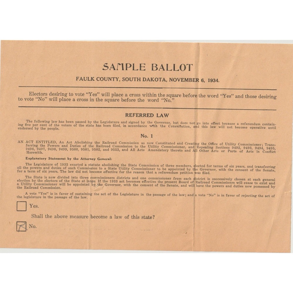 Vintage 1934 1940 Faulk County South Dakota Sample Ballots Lot of 4 Ephemera - Picture 2 of 5